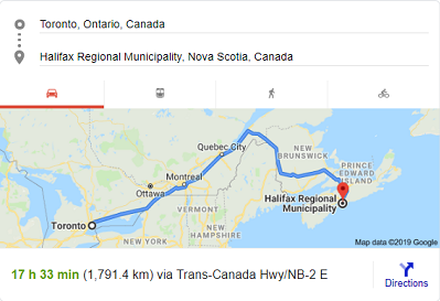 Toronto to Halifax distance