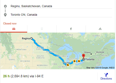 Regina to Toronto distance